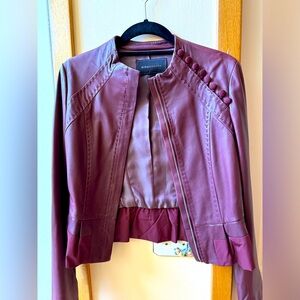 BCBG MaxAzria Plum Military Leather Jacket